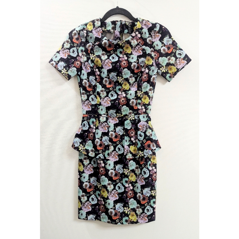 H&M Floral Peplum Pencil Dress Size 2